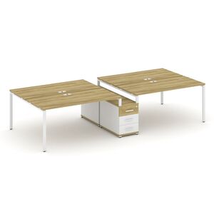 Рабочая станция на 4 места с двухсторонней опорной тумбой