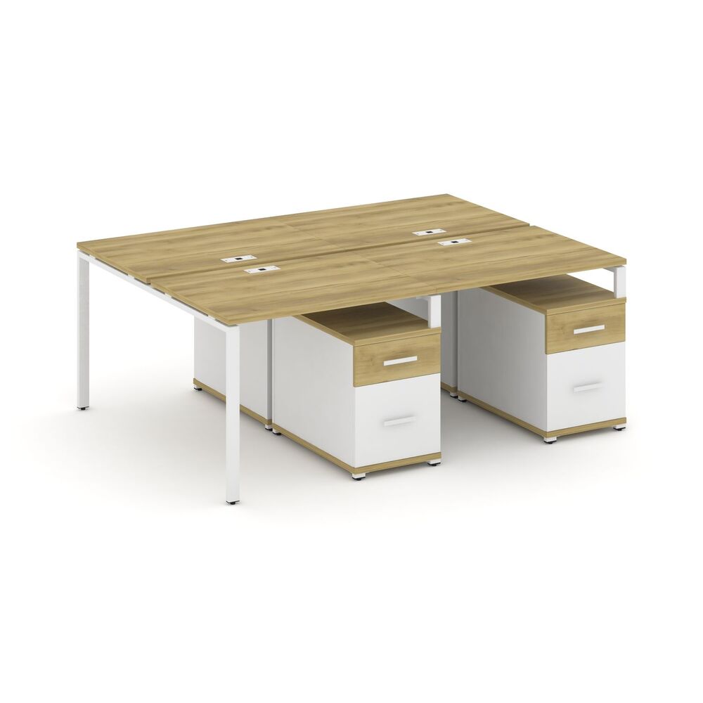 Рабочая станция на 4 места с двумя двухсторонними опорными тумбами