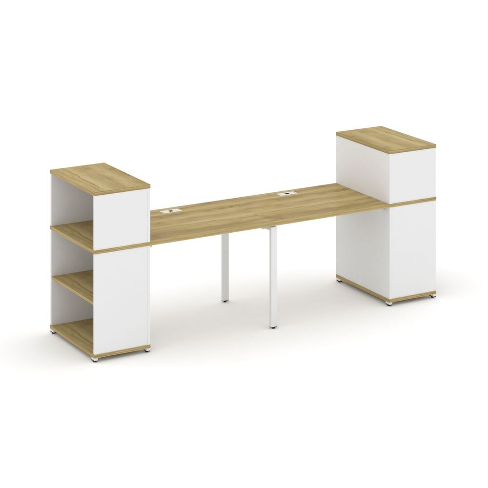 Рабочая станция с опорными стеллажами с надставкой низкой