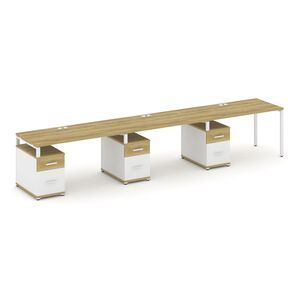 Рабочая станция на 3 места с тремя опорными тумбами