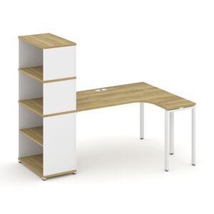 Стол эргономичный с опорным стеллажом с надставкой высокой правый