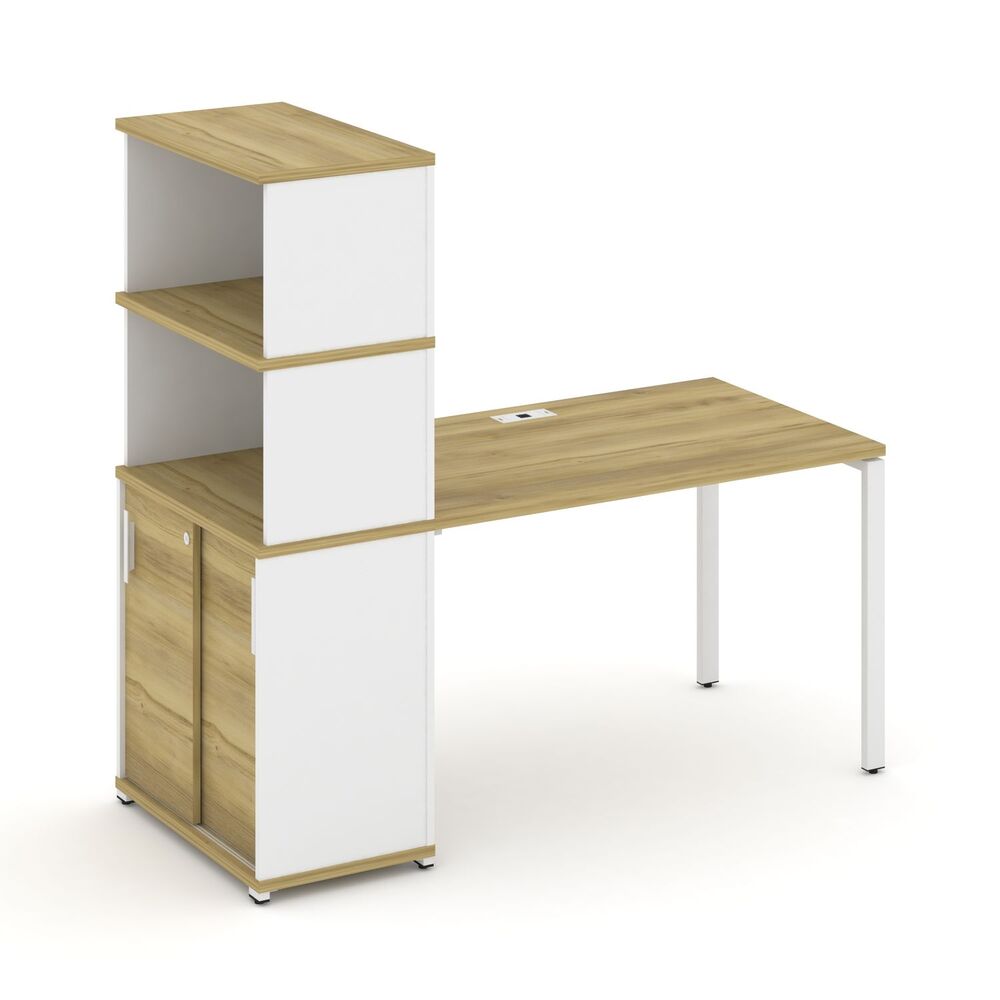 Стол рабочий с опорным шкафом купе с надставкой высокой