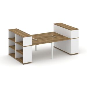 Рабочая станция с опорными стеллажами с надставкой низкой