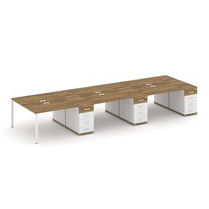 Рабочая станция на 6 мест с тремя опорными тумбами