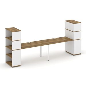 Рабочая станция с опорными стеллажами с надставкой высокой