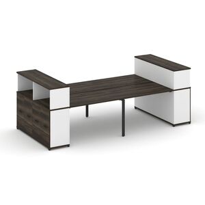 Рабочая станция с опорными распашными шкафоми с надставкой низкой