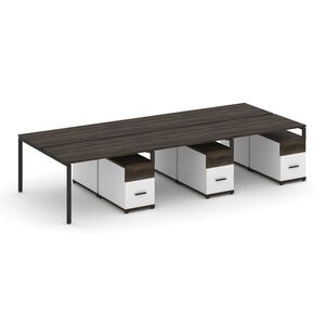 Рабочая станция на 6 мест с тремя двухсторонними опорными тумбами