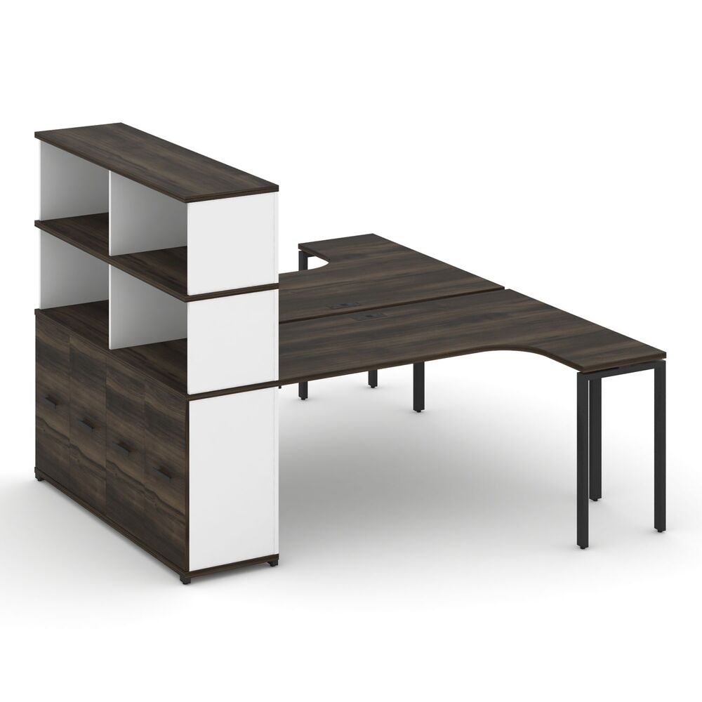 Рабочая станция с опорным распашным шкафом с надставкой высокой