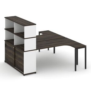 Рабочая станция с опорным шкафом-купе с надставкой высокой