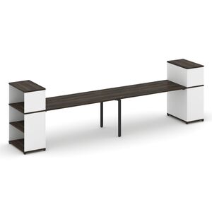 Рабочая станция с опорными стеллажами с надставкой низкой