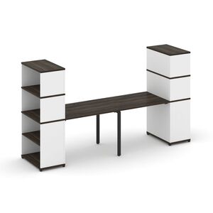 Рабочая станция с опорными стеллажами с надставкой высокой