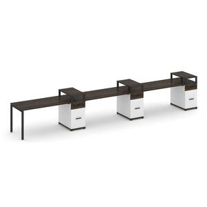 Рабочая станция на 3 места с тремя опорными тумбами