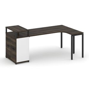 Стол эргономичный с опорным распашным шкафом с верхним горизонтом левый