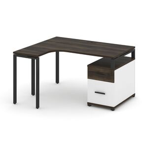 Стол эргономичный левый с опорной тумбой