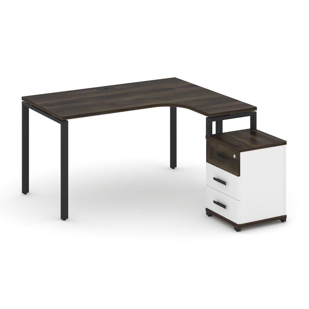 Стол эргономичный правый с опорной тумбой