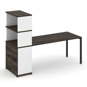 Стол рабочий с опорным распашным шкафом с надставкой высокой