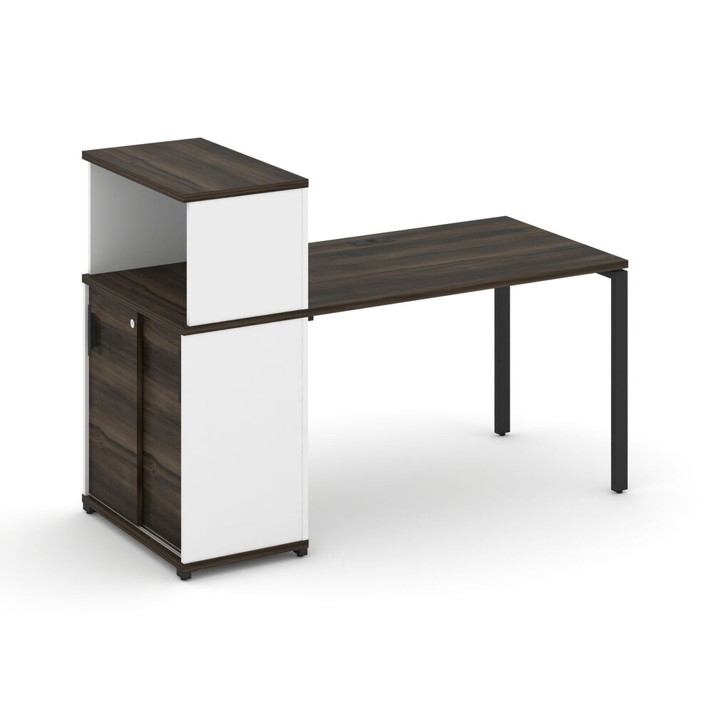 Стол рабочий с опорным шкафом купе с надставкой низкой