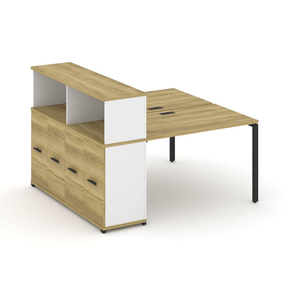 Рабочая станция с опорным распашным шкафом с надставкой низкой