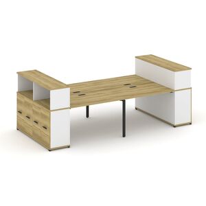 Рабочая станция с опорными распашными шкафоми с надставкой низкой