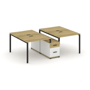 Рабочая станция на 4 места с двухсторонней опорной тумбой