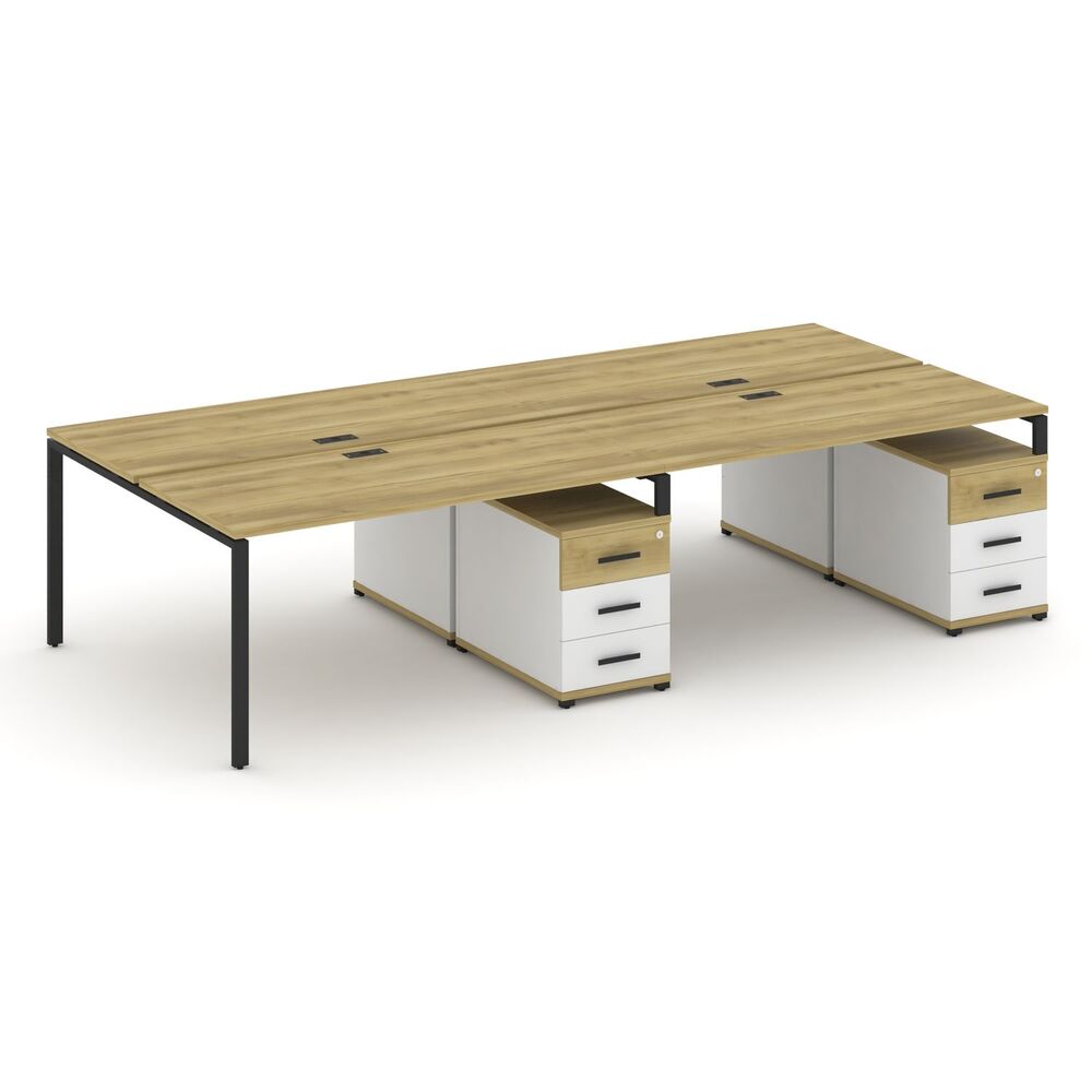 Рабочая станция на 4 места с двумя двухсторонними опорными тумбами