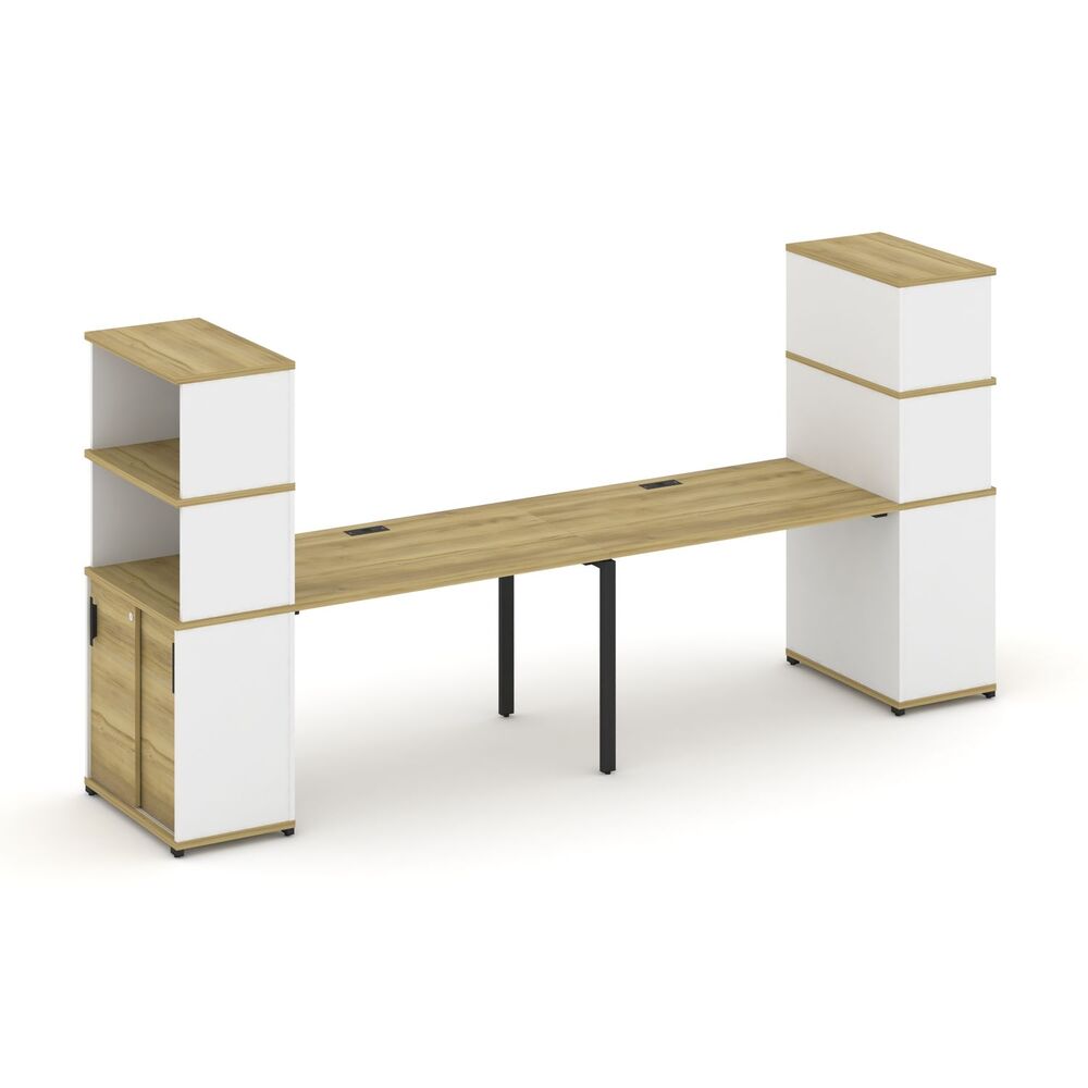 Рабочая станция с опорными шкафом купе с надставкой высокой