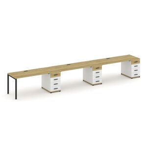 Рабочая станция на 3 места с тремя опорными тумбами