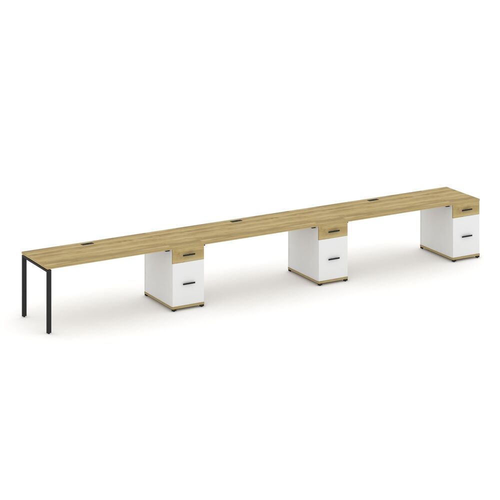 Рабочая станция на 3 места с тремя опорными тумбами