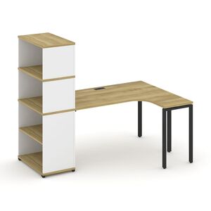 Стол эргономичный с опорным стеллажом с надставкой высокой правый