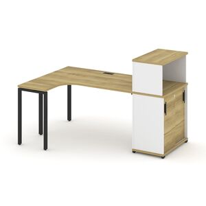 Стол эргономичный с опорным шкафом-купе с надставкой низкой левый
