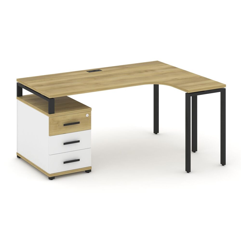 Стол эргономичный правый с опорной тумбой