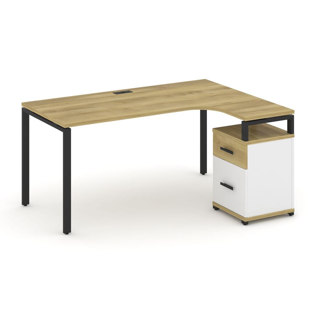 Стол эргономичный правый с опорной тумбой