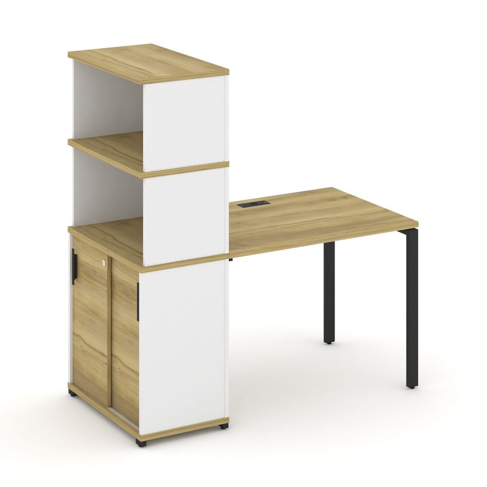 Стол рабочий с опорным шкафом купе с надставкой высокой