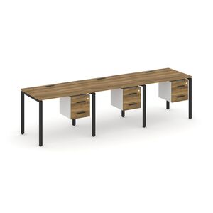 Рабочая станция односторонняя с подвесными тумбами на 3 места