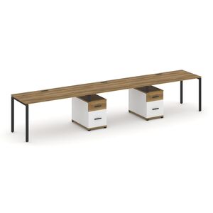 Рабочая станция на 3 места с двумя опорными тумбами