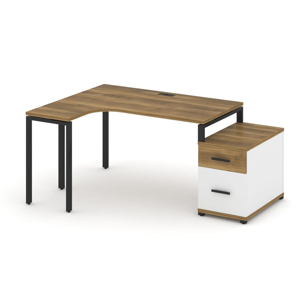 Стол эргономичный левый с опорной тумбой