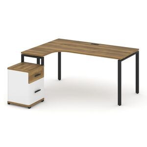 Стол эргономичный левый с опорной тумбой