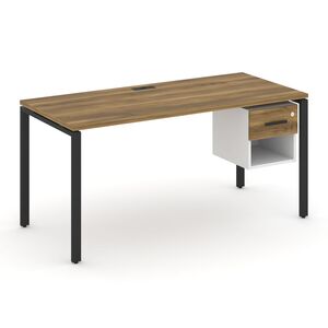 Стол рабочий с подвесной тумбой одной открытой нишей и одним ящиком