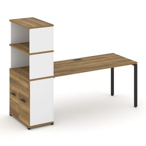 Стол рабочий с опорным распашным шкафом с надставкой высокой