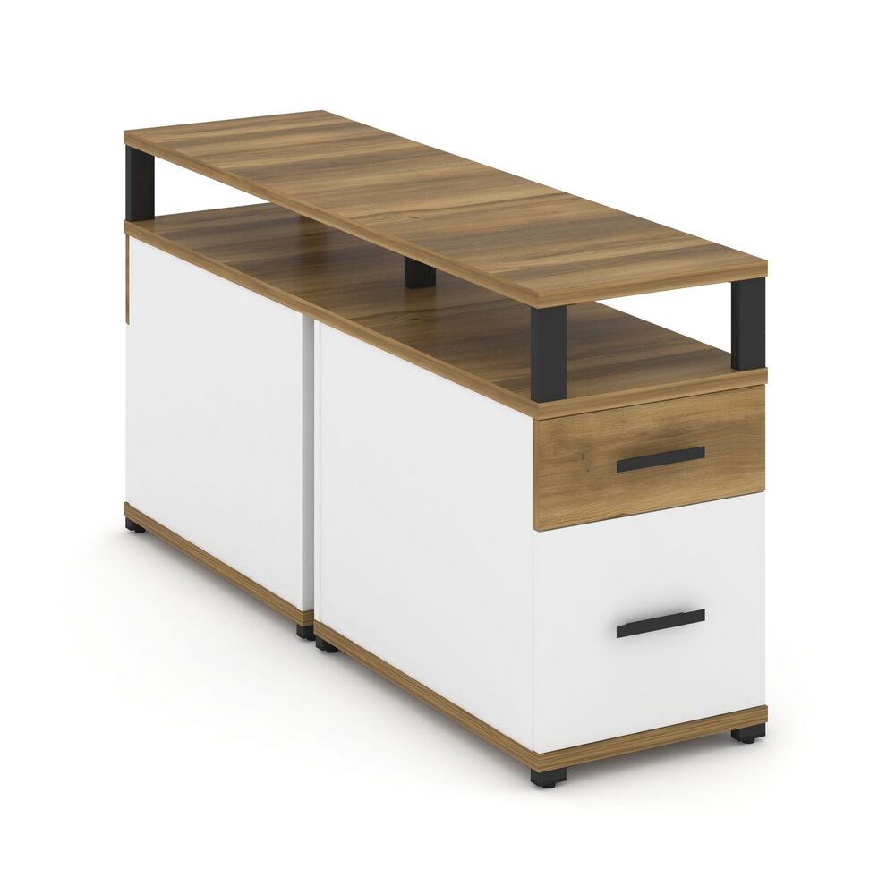 Тумба двухсторонняя приставная 1 ящик + 1 распашной фасад с надставкой