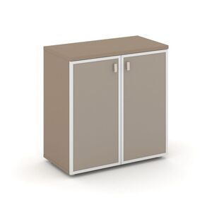 Шкаф низкий широкий (2 низких фасада стекло лакобель в раме)