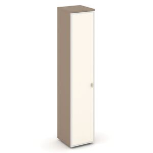 Шкаф высокий узкий левый (1 высокий фасад стекло лакобель в раме)