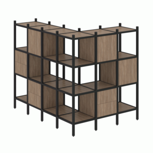 Угловой внешний стеллаж наборный