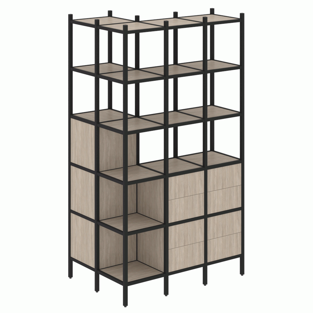 Угловой внешний стеллаж наборный