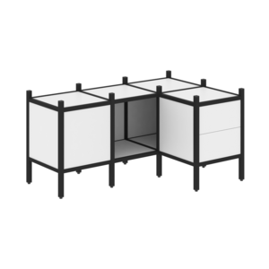 Угловой внутренний стеллаж наборный