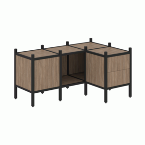 Угловой внутренний стеллаж наборный