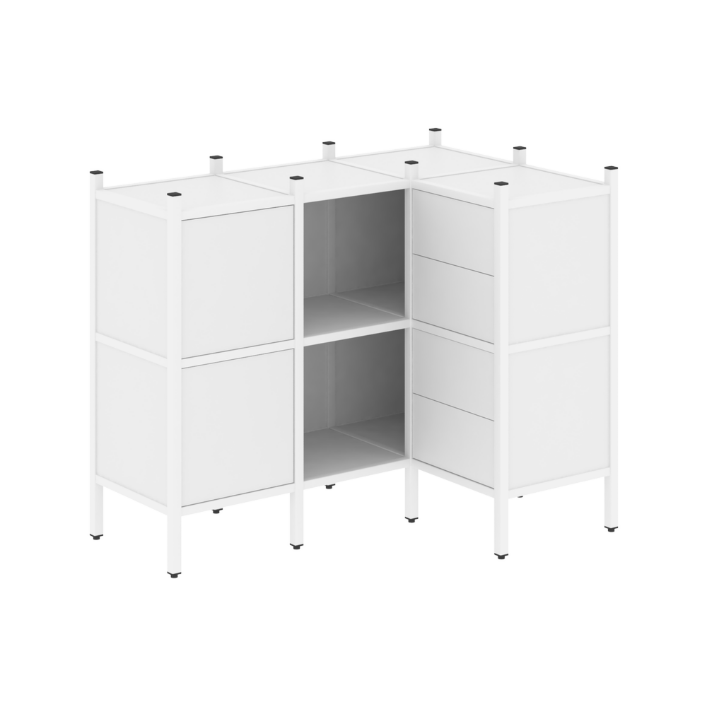 Угловой внутренний стеллаж наборный