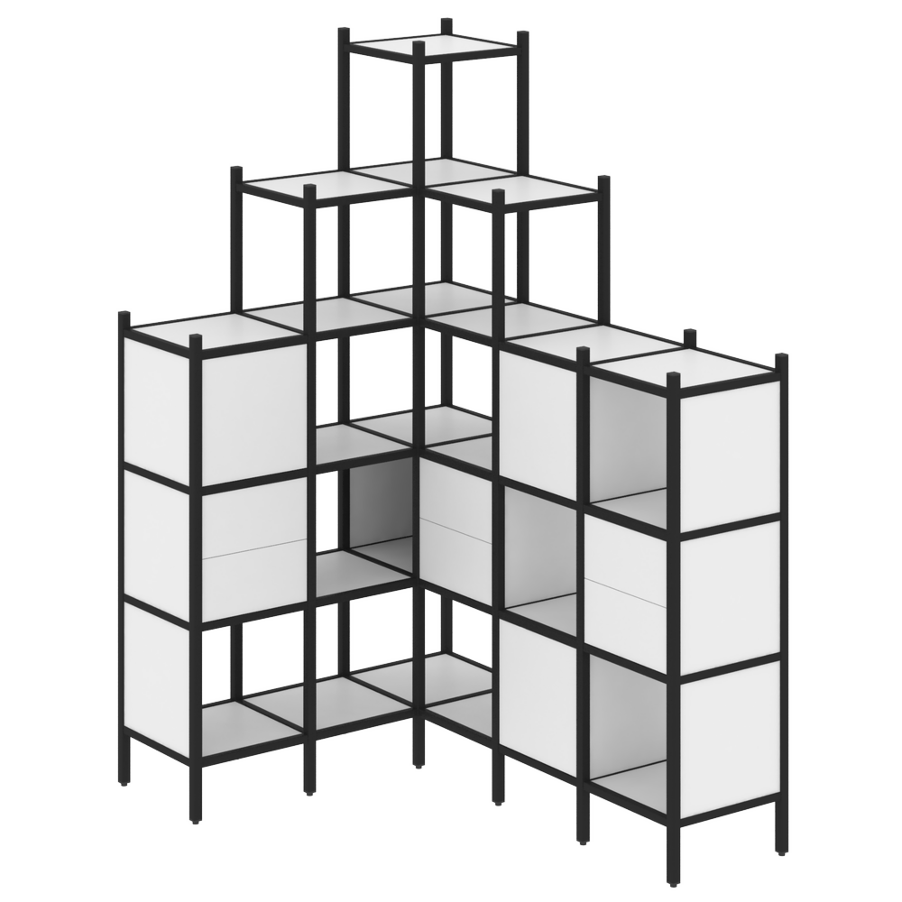 Угловой внутренний стеллаж наборный