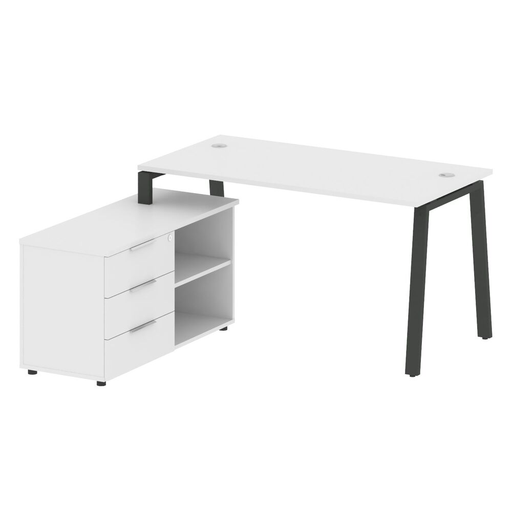 Рабочая станция на А-образном м/к с опорной тумбой левая