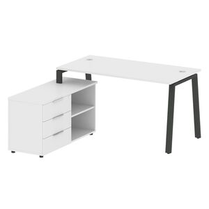 Рабочая станция на А-образном м/к с опорной тумбой левая